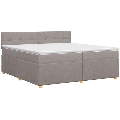  Boxspring krevet s madracem Sivosmeđa 200 x 200 cm Tkanina Smeđesiva 202 x 202 x 88 cm Slike