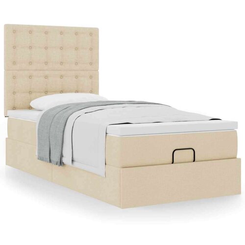 VidaXL Otomanski okvir kreveta s madraca krem 90x190cm od tkanine Slike