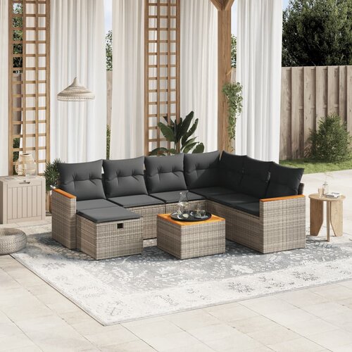 vidaXL 8-dijelni set vrtnih sofa od poliratana s jastucima sivi Cijene
