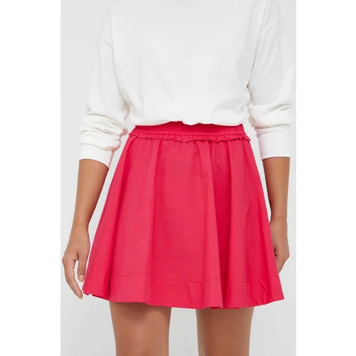 Sisley Pamučna suknja boja: ružičasta, mini, širi se prema dolje