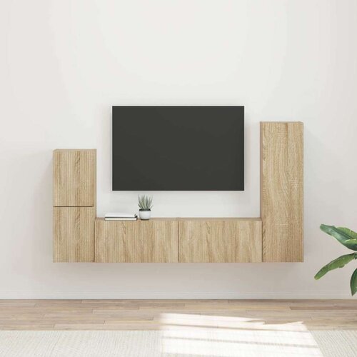  Set TV komoda Zidne 4 pcs Sonoma hrast Konstruirano drvo Cene