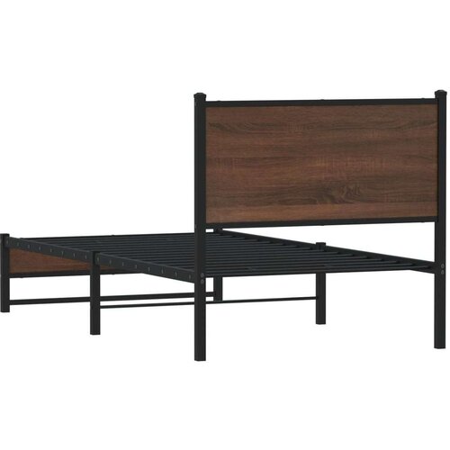 VidaXL Metalni okvir kreveta s uzglavljem smeđa boja hrasta 90x190 cm Slike