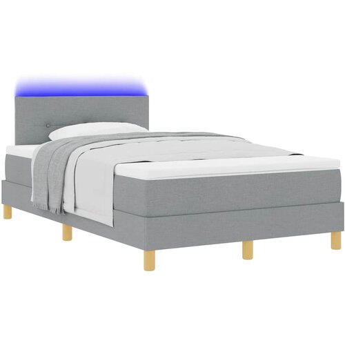  LED Box Spring Krevet Svijetlo siva 120 x 190 cm tkanina Slike