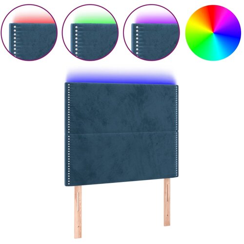 Maison Chic led posteljno vzglavje - vzglavna omarica - nočna omarica temno modro 80x5x118/128 cm žamet, (21708009) Slike