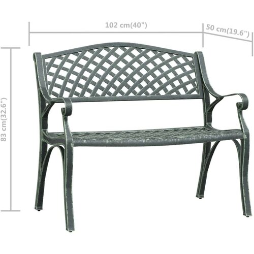 VidaXL vrtna klupa 102 cm od lijevanog aluminija zelena Slike