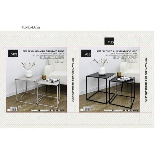 YES EVERYDAY Crni metalni stolići za kavu u setu 2 kom 38x38 cm Alrik &amp;ndash; Slike