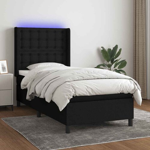  Krevet box spring s madracem LED crni 80 x 200 cm od tkanine Cene
