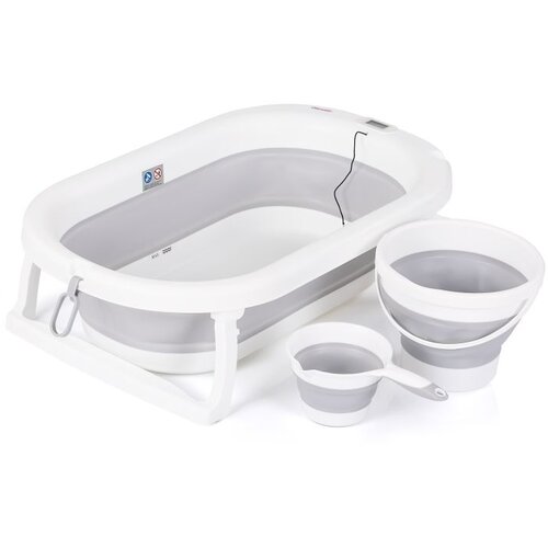 Chipolino sklopiva kadica Bubble Spa s termometrom, kantom i čašom za ispiranje - Grey Cene