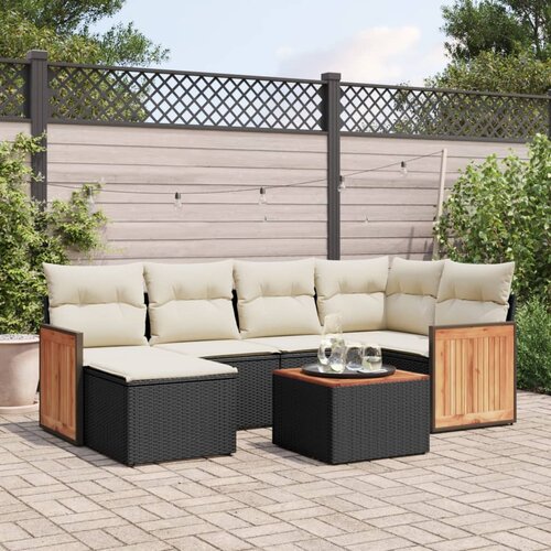  7-dijelni set vrtnih sofa od poliratana s jastucima crni Cijene