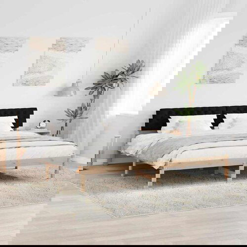 vidaXL Kovinska posteljna konstrukcija Rjava in črna 200 x 200 cm Cene