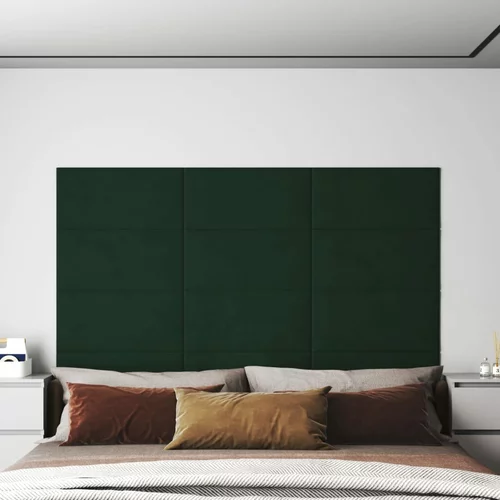 vidaXL Stenski paneli 12 kosov temno zeleni 60x30 cm žamet 2,16 m²