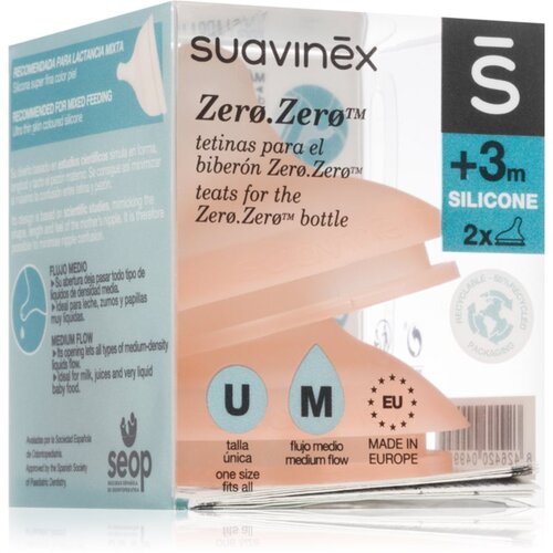 Suavinex Zero Zero Bottle Teat sisač za bočicu M Medium Flow 0 m+ 2 kom Cijene