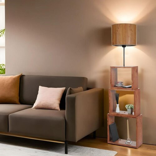 Opviq puzzle ceviz lambader bambu 01 abajurlu woodenwalnut floor lamp Slike