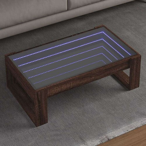 vidaXL Stolić s beskonačnim LED svjetlima boja hrasta 90x53x30 cm Cijene