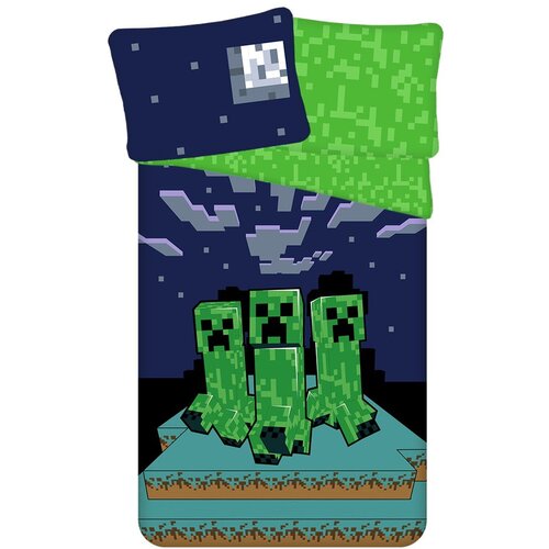 Jerry Fabrics Zelena/plava pamučna dječja posteljina za krevet za jednu osobu 140x200 cm Minecraft &amp;quot;Sssleep Tight&amp;quot; &amp;ndash; Slike