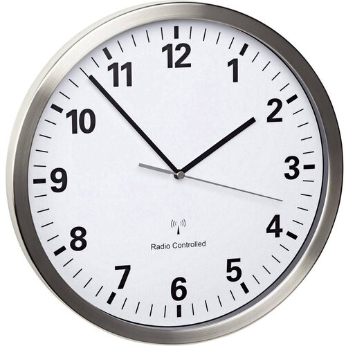 Tfa Dostmann 60.3523.02 radijski zidni sat 30.5 cm x 4.3 cm plemeniti čelik tihi rad, funkcija u&amp;scaron;tede energije Slike