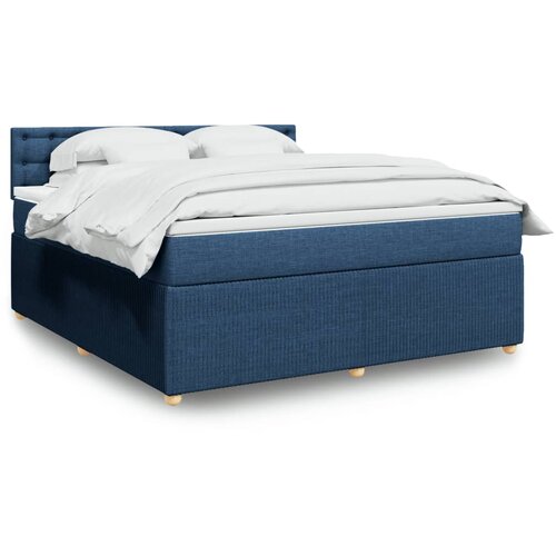 VidaXL Krevet s oprugama i madracem plavi 180x200 cm od tkanine Slike