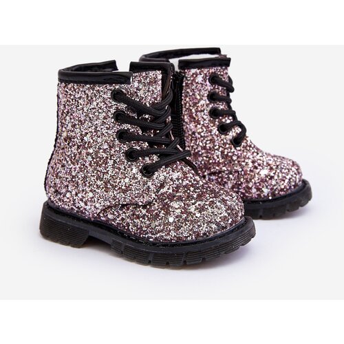 Boto Children's Glittery Lined Boots with a Zipper Pink Saussa Cene