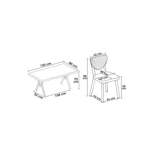 Hanah home Set trpezarijskog stola i stolica (5 delova) Akort Travertine Cappuccino Slike