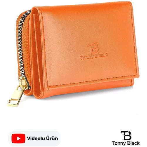 Tonny Black Original Women's Multi-compartmental Zippered Stylish Card Holder Wallet with Card Holder, Leather Coin & Banknote Compartment.