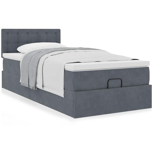 vidaXL Otomanski posteljni okvir z vzmetnico siv 90x190 cm žamet Cene