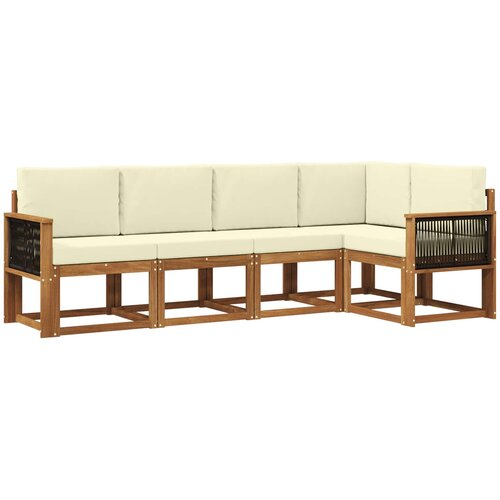  Set vanjskih sofa 5 kom. Prirodna i krem Poliester Slike