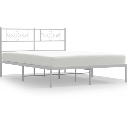  Metalni okvir za krevet s uzglavljem bijeli 120x200 cm Slike