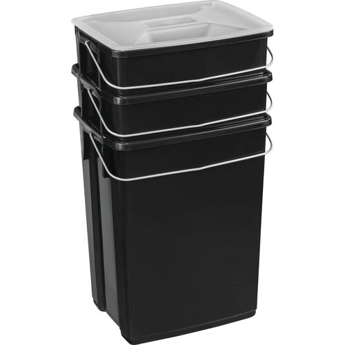 Curver Črni plastični koši za smeti v kompletu 3 ks 2x10+6 l za ločevanje odpadkov Biobox – Cene