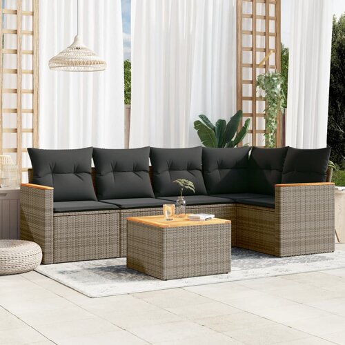 vidaXL 6-dijelni set vrtnih sofa od poliratana s jastucima sivi Cijene