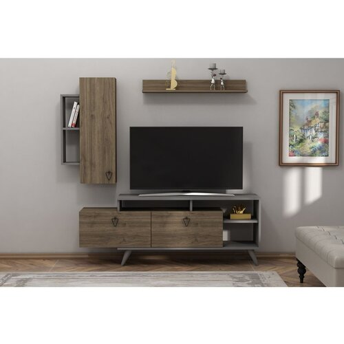 Hanah home Clara - Walnut, Anthracite WalnutAnthracite TV Unit Cene