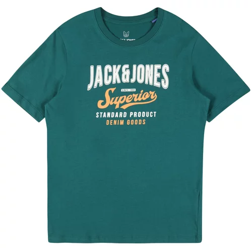 Jack & Jones Majica tamno zelena / narančasta / bijela