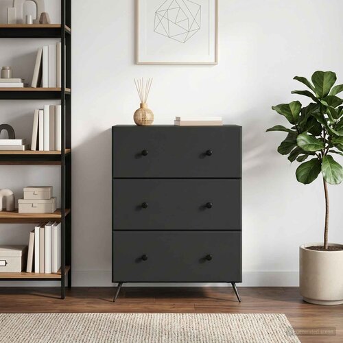  Ormar s ladicama 66 x 34,5 x 90 cm Konstruirano drvo Crna Cijene