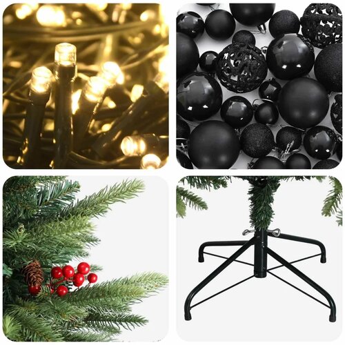  Umjetno božićno drvce s kuglicom 240 cm 300 LED lampica - Zelena 240 cm s LED-ima i crnim lopticama Slike