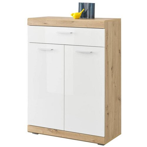 CARRYHOME omara za čevlje hrast artisan, bela, visoki sijaj Slike