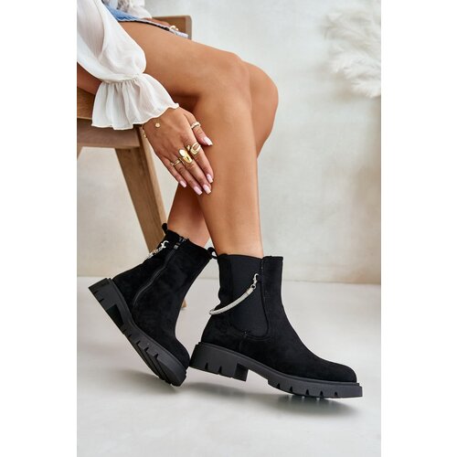 Kesi Insulated ankle boots with zipper with decorative strap black Labenne Slike