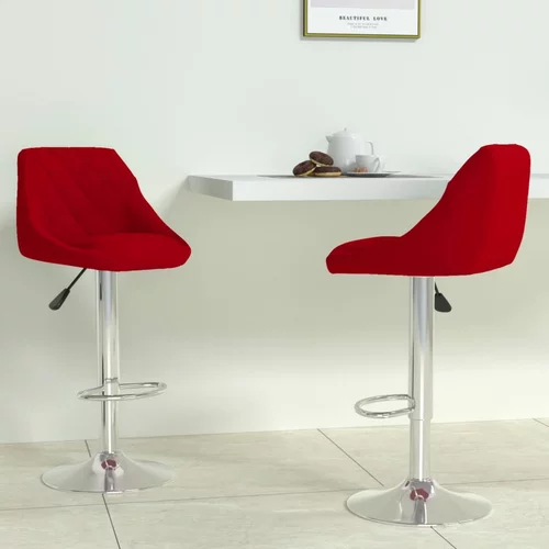 vidaXL Barski stolček 2 kosa vinsko rdeč žamet