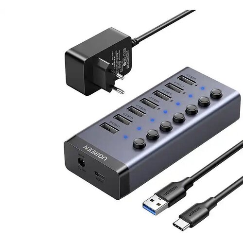 Ugreen cm481 usb-c na 7-portni usb-a 3.0 hub sa dc 12v napajanjem ( 90307 ) Cene