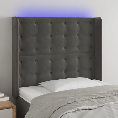  LED uzglavlje tamnosivo 103x16x118/128 cm baršunasto Cene