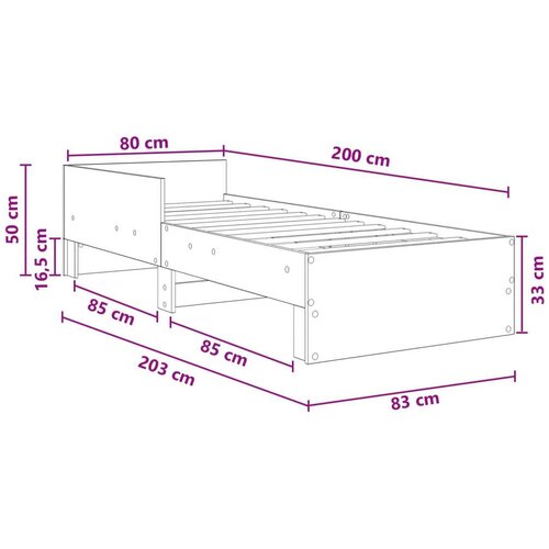  Okvir kreveta s uzglavljem Crni hrast 80 x 200 cm - Crni hrast Slike