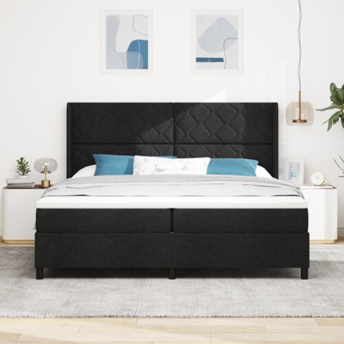  Okvir kreveta s madracem i LED-om crna 200x200 cm tkanina Slike