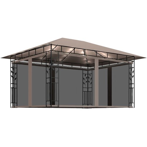 vidaXL Paviljon s komarnikom in LED lučkami 4x3x2,73 m taupe, (20729683) Cene