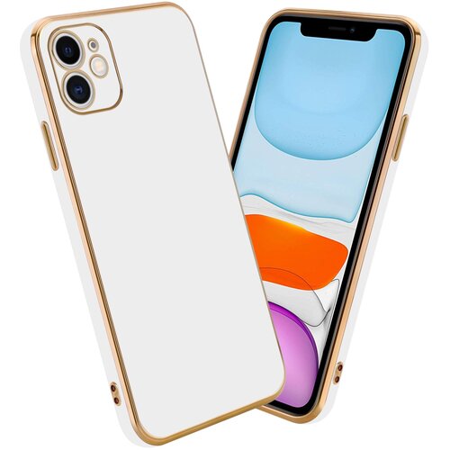 Cadorabo Ohišje, združljiv z Apple v sijajnem belem - zlati - zaščitni pokrov iz fleksibilnega silikona TPU in z zaščito pred kamero, (20592900) Cene