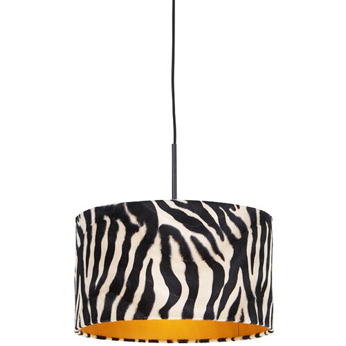 QAZQA Sodobna viseča svetilka črna z odtenkom zebra 35 cm - Combi Cene
