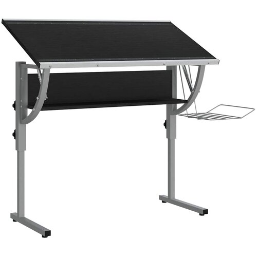  Radni stol crno-sivi 110x53x(58-87) konstruirano drvo i čelik Slike