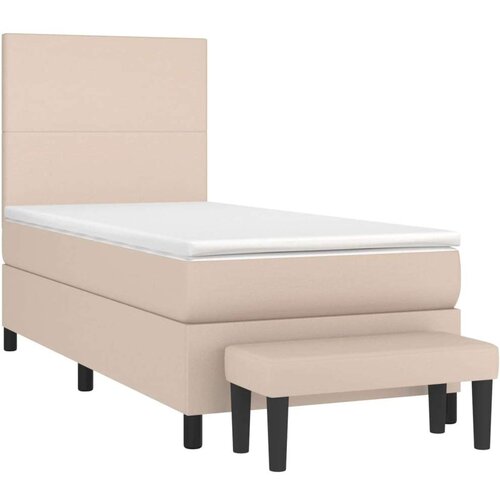 vidaXL Box spring postelja z vzmetnico kapučino 90x190 cm umetno usnje, (20900746) Cene