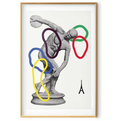 Plakat - Collage Graphic - Discus Thrower - Sculpture 40x60 Zlatni okvir s margom Slike