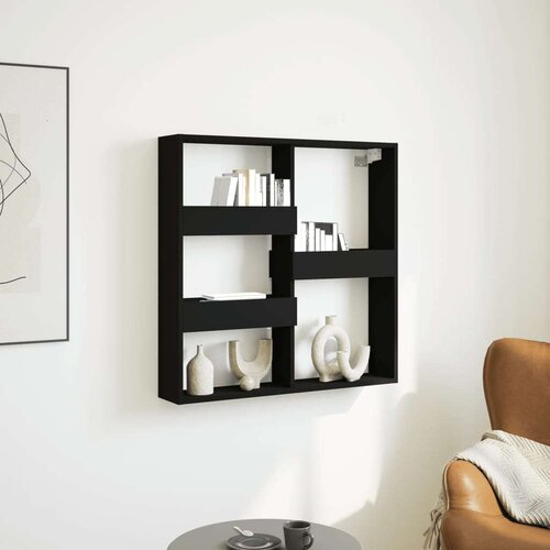 VidaXL Stenska omarica črna 80x15x80 cm inženirski les Slike