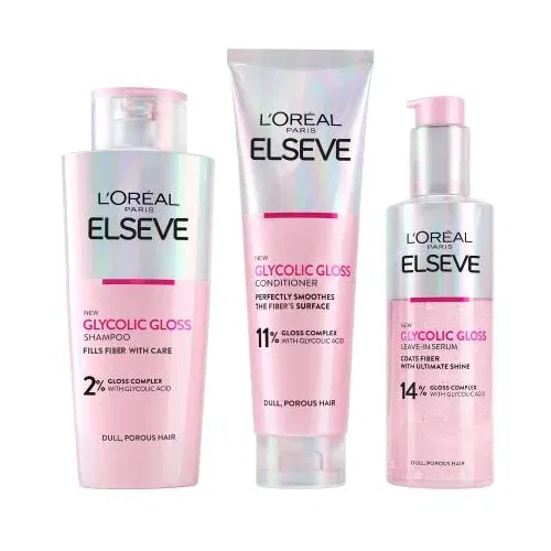 L'Oréal Paris Elseve Glycolic Gloss Leave-In Serum Set serum za kosu 150 ml + šampon 200 ml + regenerator 150 ml za ženske