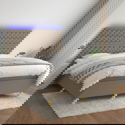 The Living Store Box spring postelja z vzmetnico LED taupe 140x190 cm blago - Box Spring Postelja, (21516369) Slike