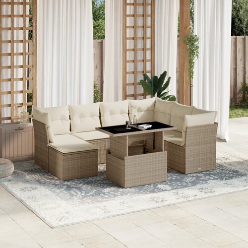 VidaXL 8-dijelni set vrtnih sofa od poliratana s jastucima bež Slike